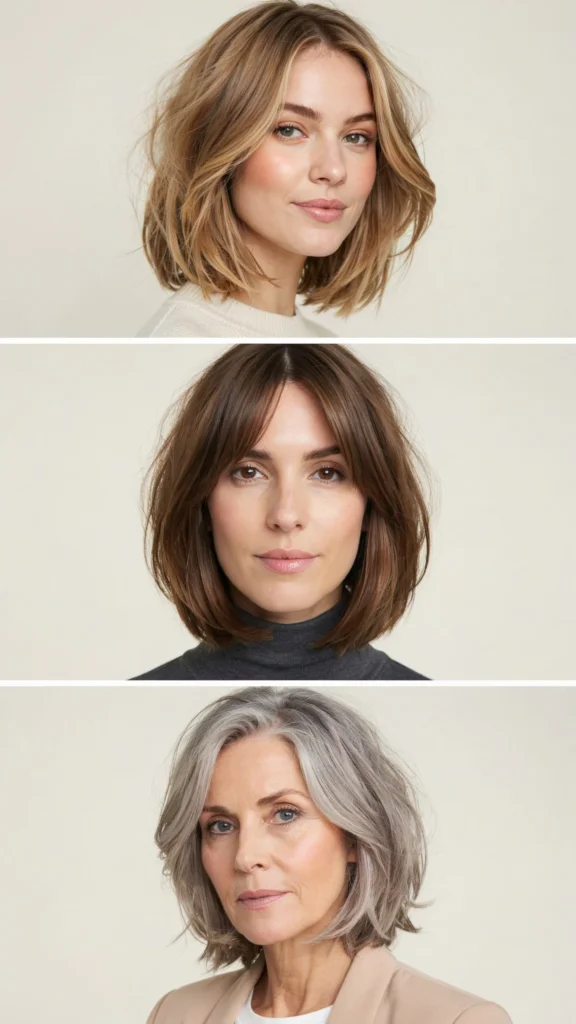 Short Layered Bob for Chubby Faces