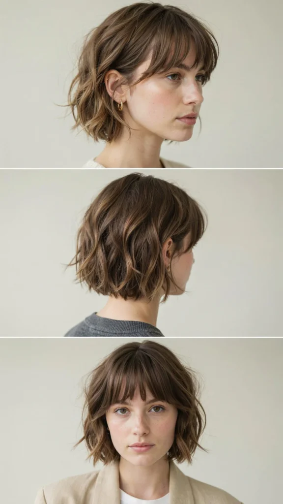Short Wavy Pixie Layers With Bangs