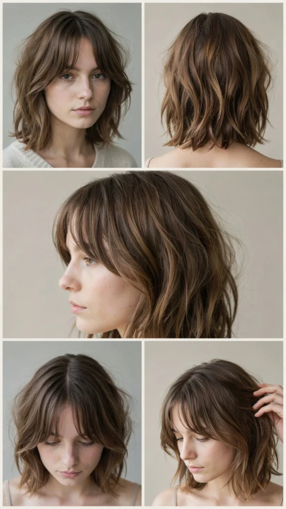 3. Short Shaggy Waves With Curtain Bangs