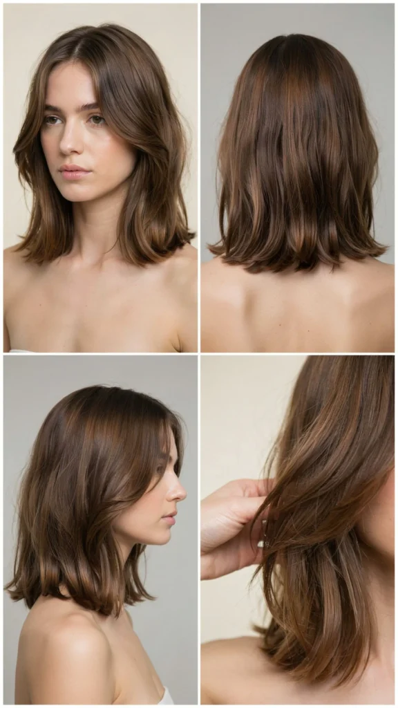 9. Brunette Lob With Layers