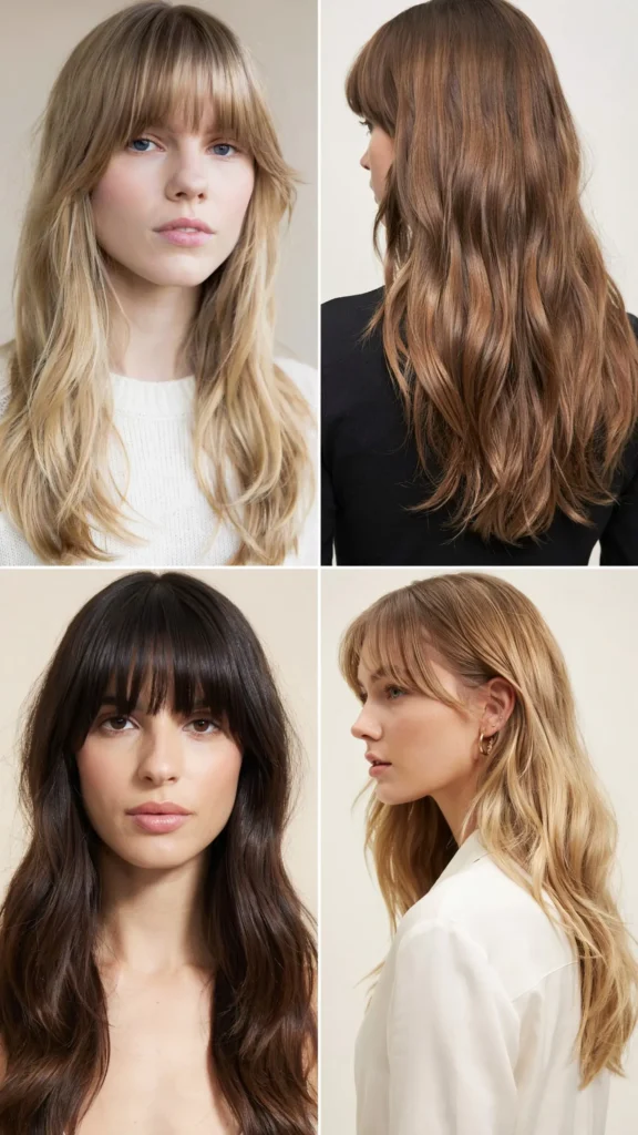 Long Wavy Hair With Blunt Bangs and Layers