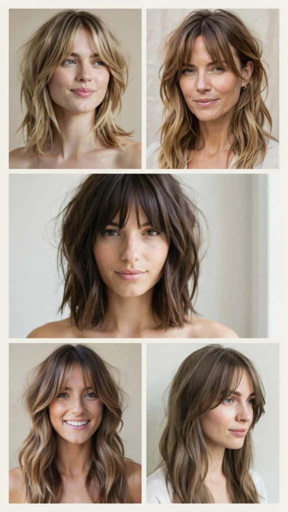  Choppy Long Layers With Long Curtain Bangs