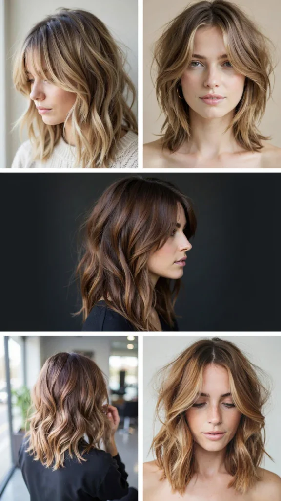 Medium Shag With Balayage Color