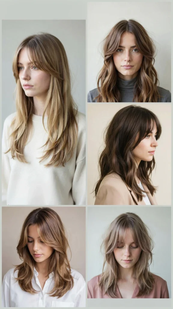 3. Long Layers With Curtain Bangs
