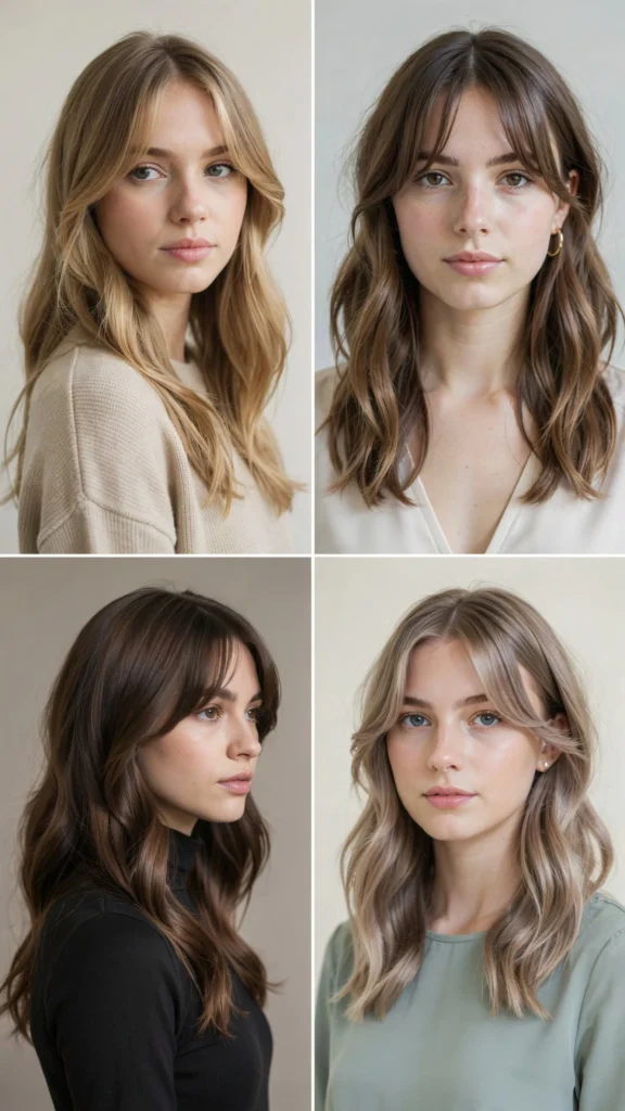 Long Wavy Layers With Curtain Bangs