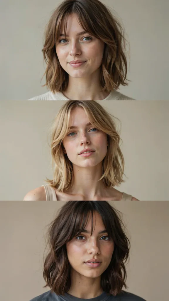Shoulder-Length Shag With Curtain Bangs