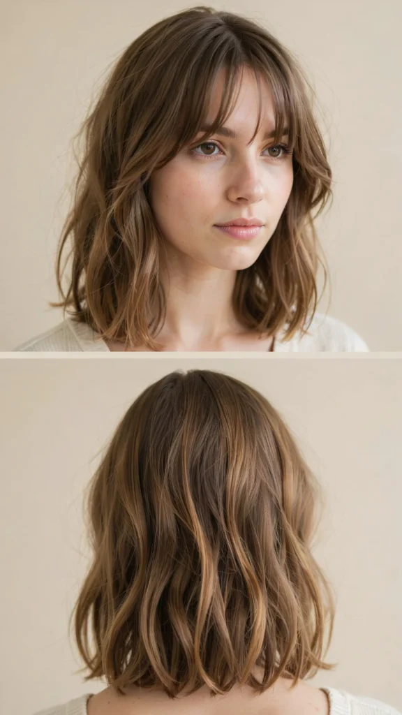 Medium Wavy Layers With Long Bangs