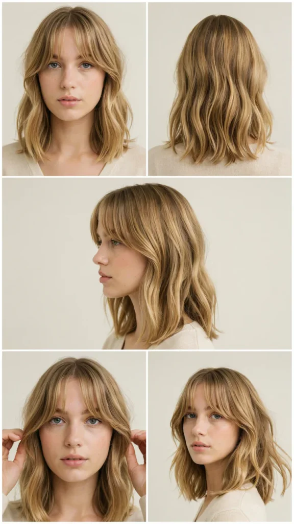  Long Curtain Bangs With Wavy Layers
