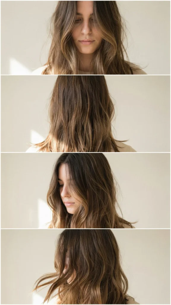 Brunette Long Layers with Subtle Balayage Dimension