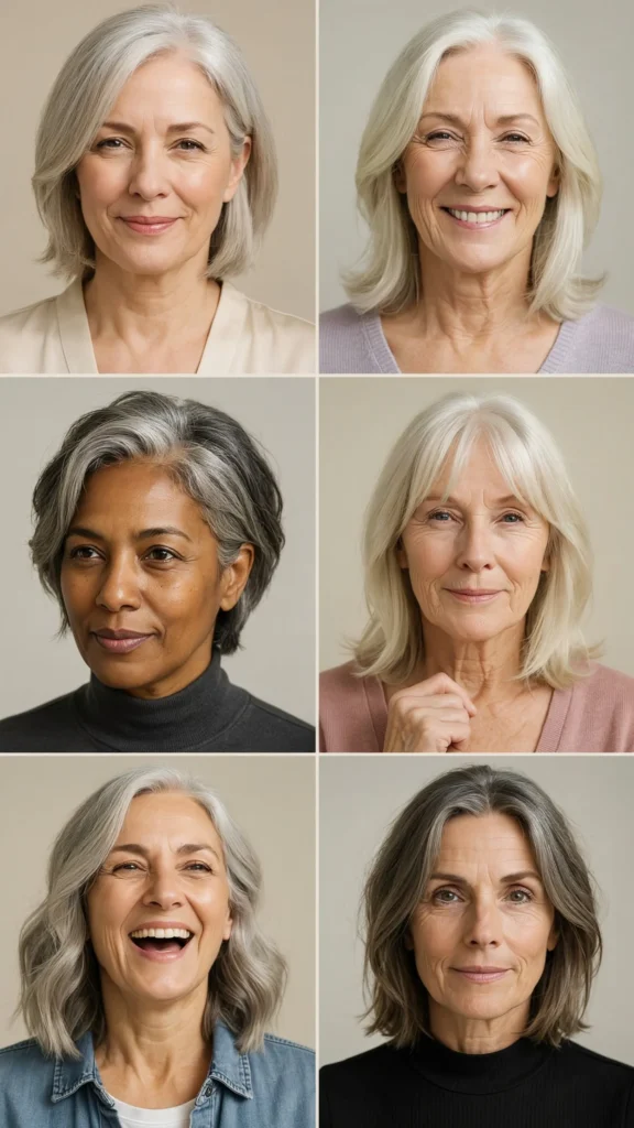 25. Medium Cut With Natural Gray Hair