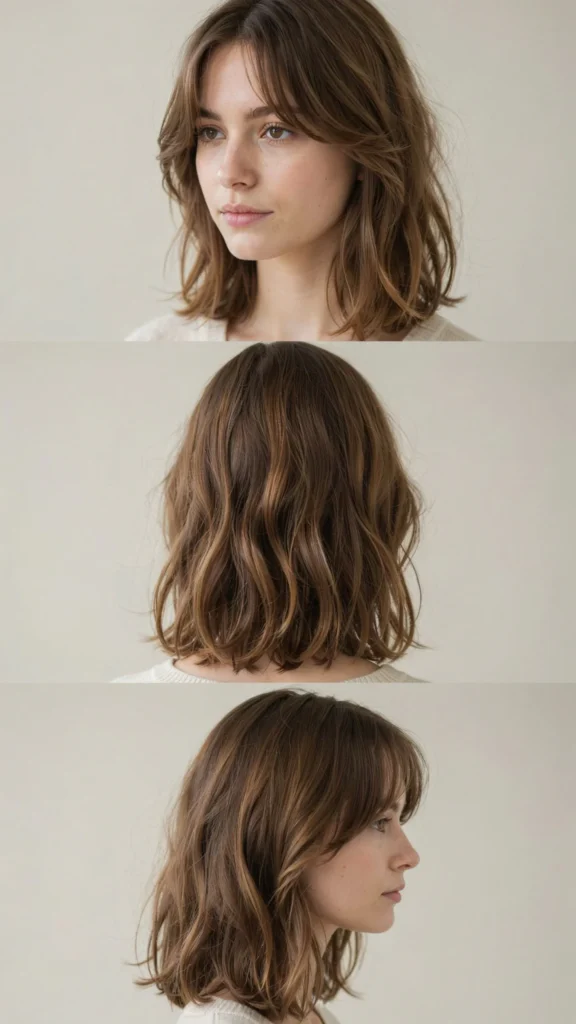 Medium Wavy Layers With Side Bangs