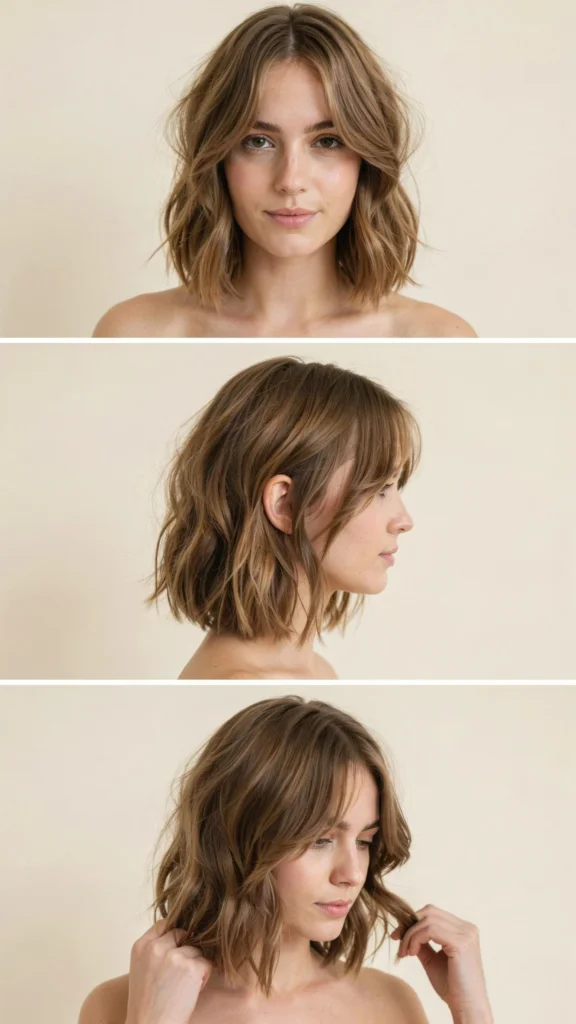 Short Wavy Layered Bob