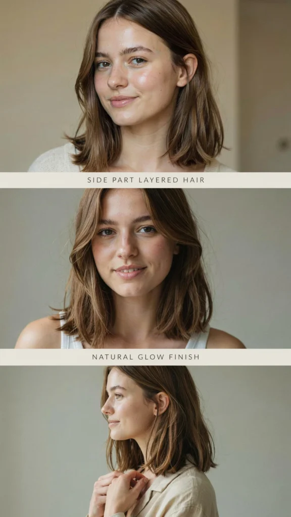 Side Part Layered Hair with Natural Glow Finish