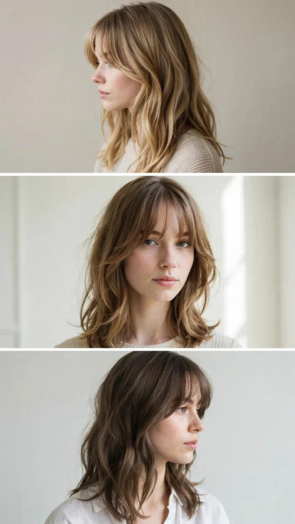 Wavy Layers With Long Curtain Bangs