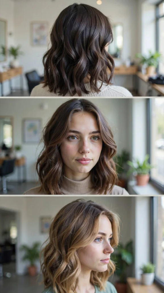 Medium Wavy Layers for Thick Hair