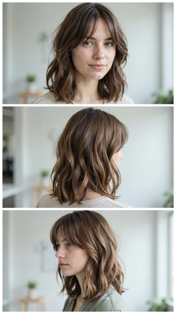 Long Curtain Bangs With Wavy Layers