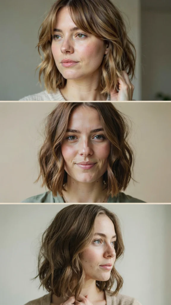 Textured Wavy Bob Below the Chin