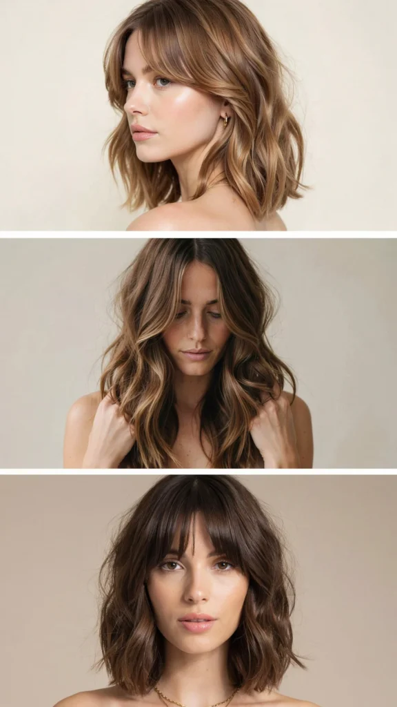 Wavy Layered Hair With Rounded Bangs