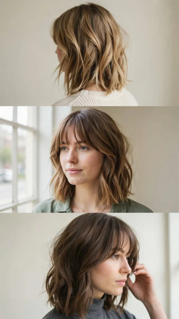 6. Medium Choppy Layers With Wispy Bangs