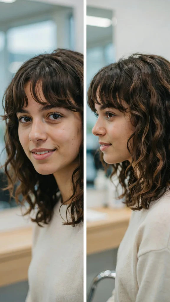 Curly Curtain Bangs