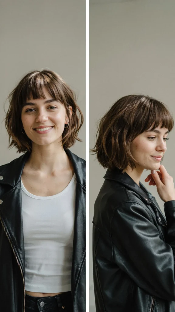 Choppy Medium Cut With Baby Bangs