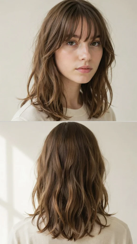 Long Curtain Bangs With Loose Wavy Layers