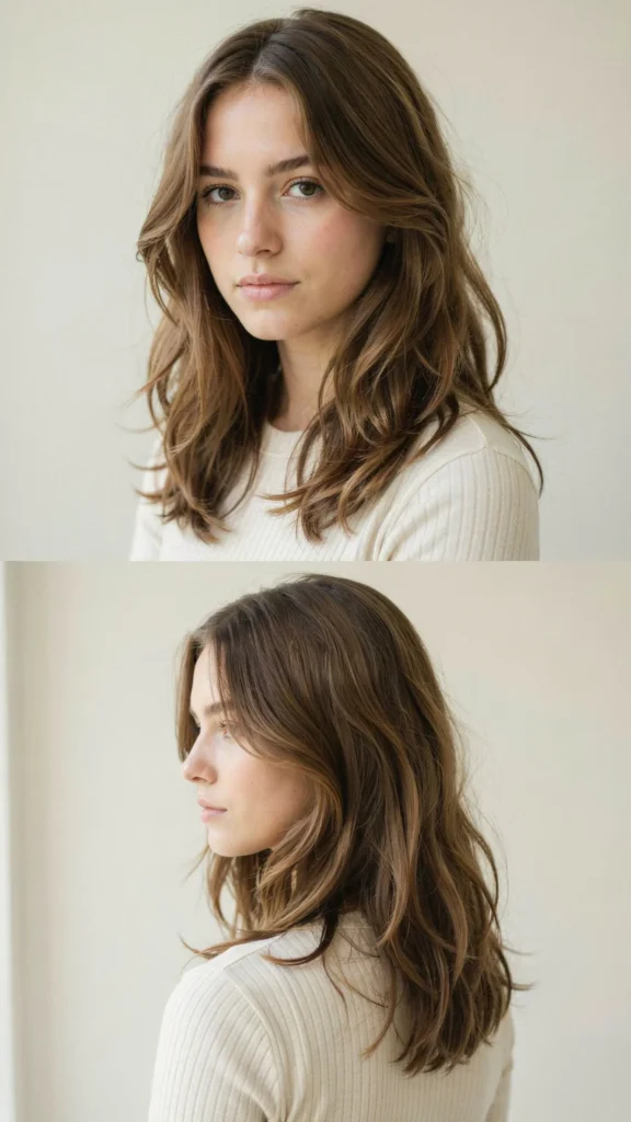 Collarbone Wavy Layers With Side Part