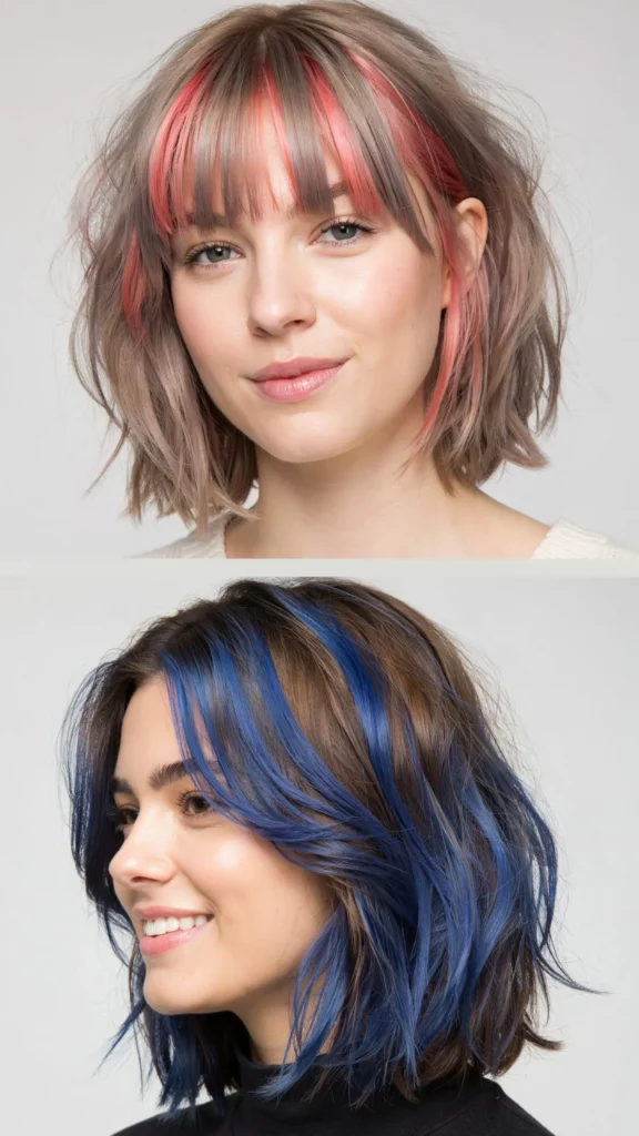 Medium Cut With Face-Framing Streaks