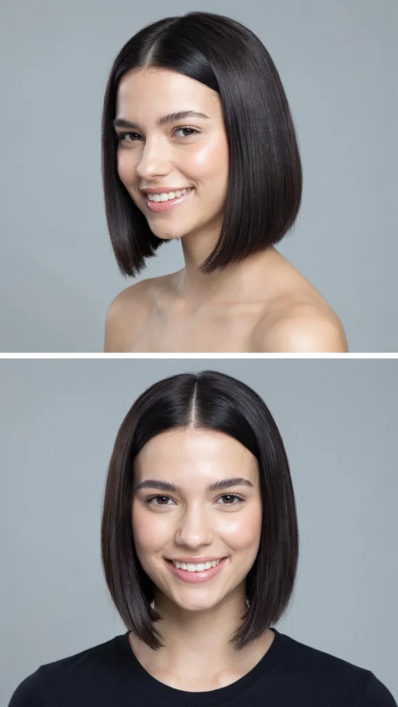 Sleek Blunt Cut with Center Part