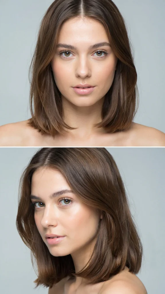 23. Sleek Brunette Medium Layers