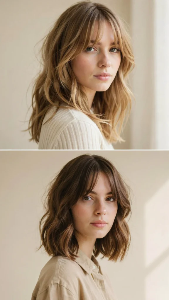 Wavy Lob With Curtain Bangs