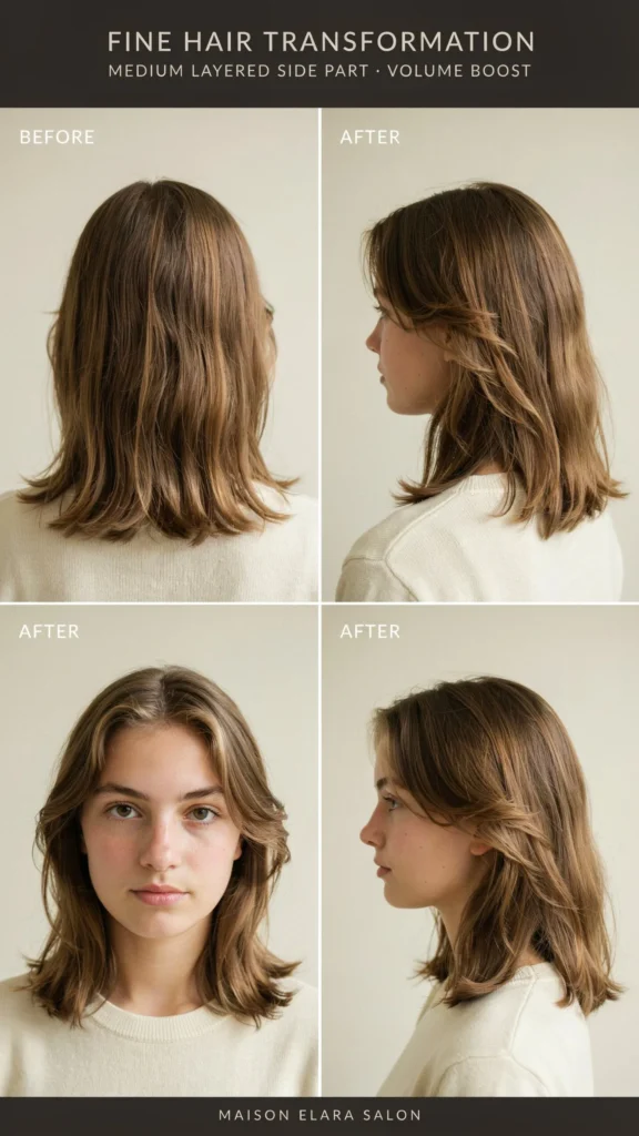 Fine Hair Side Part Layered Volume Boost