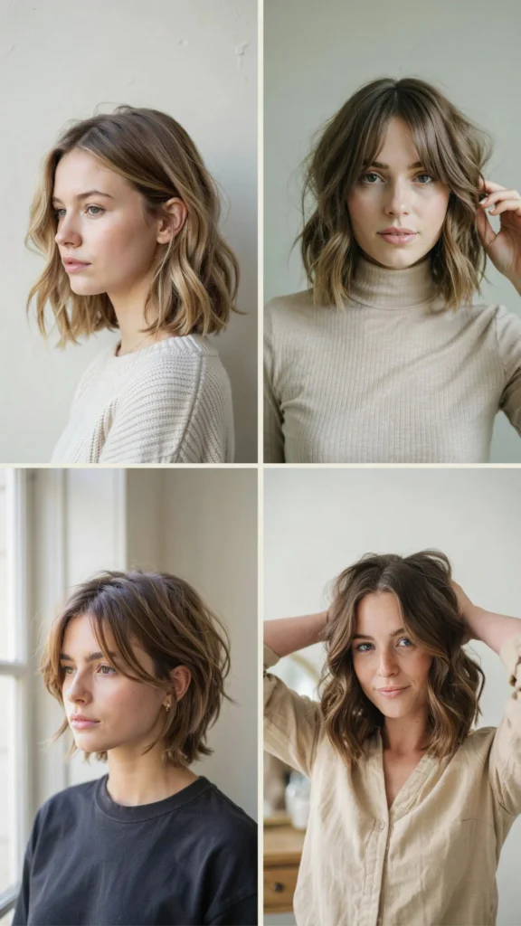 Short Wavy Layered Cut For Round Faces