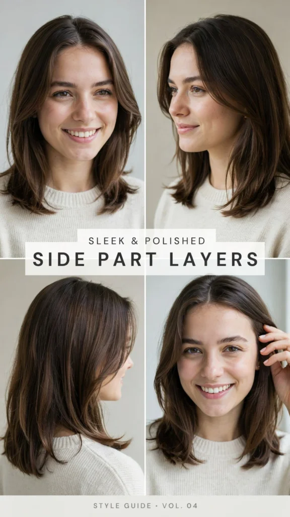 Sleek and Polished Side Part Layers