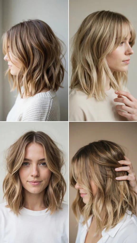 21. Choppy Medium Layers With Balayage Face Frame