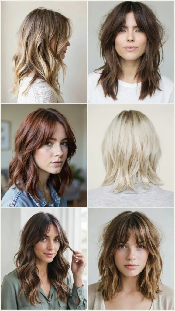 Messy Wavy Layers With Curtain Bangs