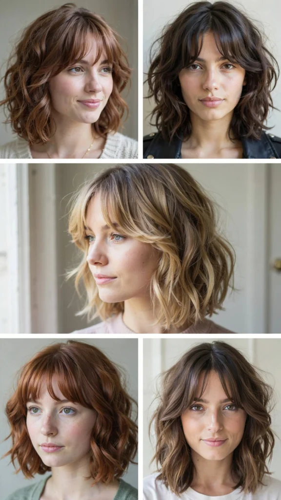 Medium Curly Shag With Wispy Bangs