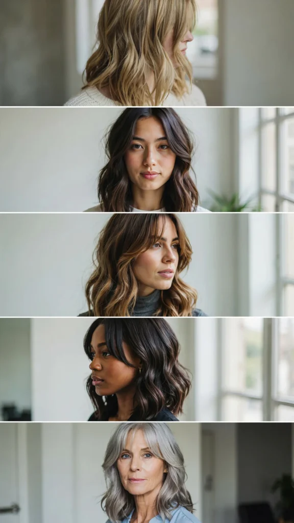 4. Shoulder-Length Layers With Curtain Bangs