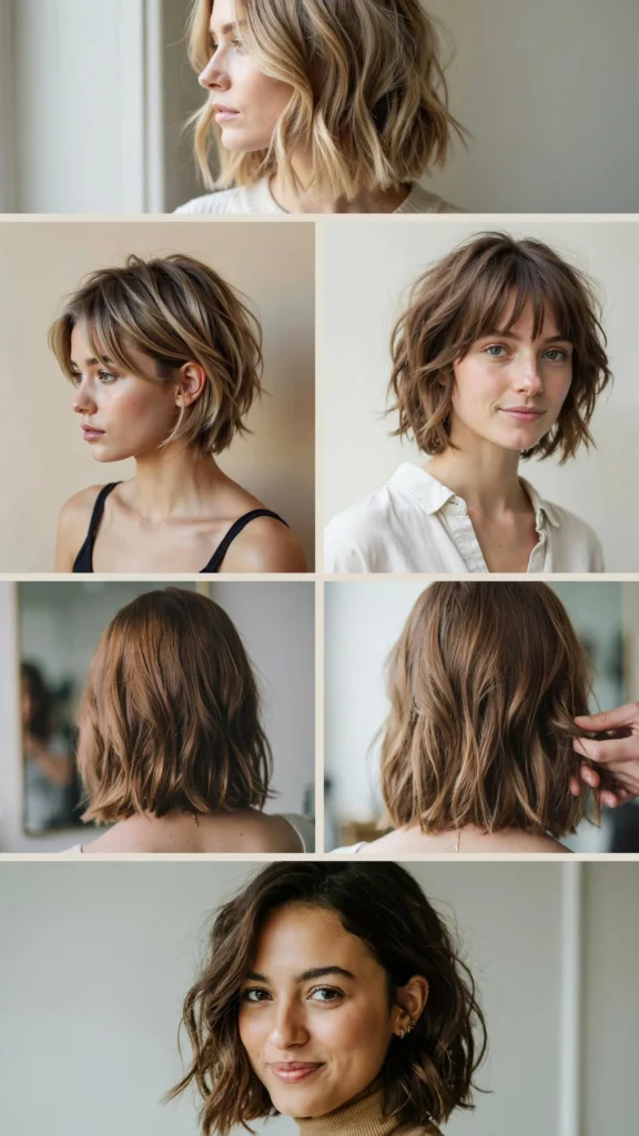 Short Wavy Layers With Razor Cut Ends