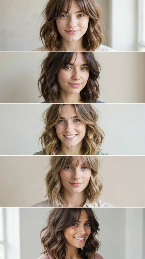 Wavy Lob With Curtain Bangs