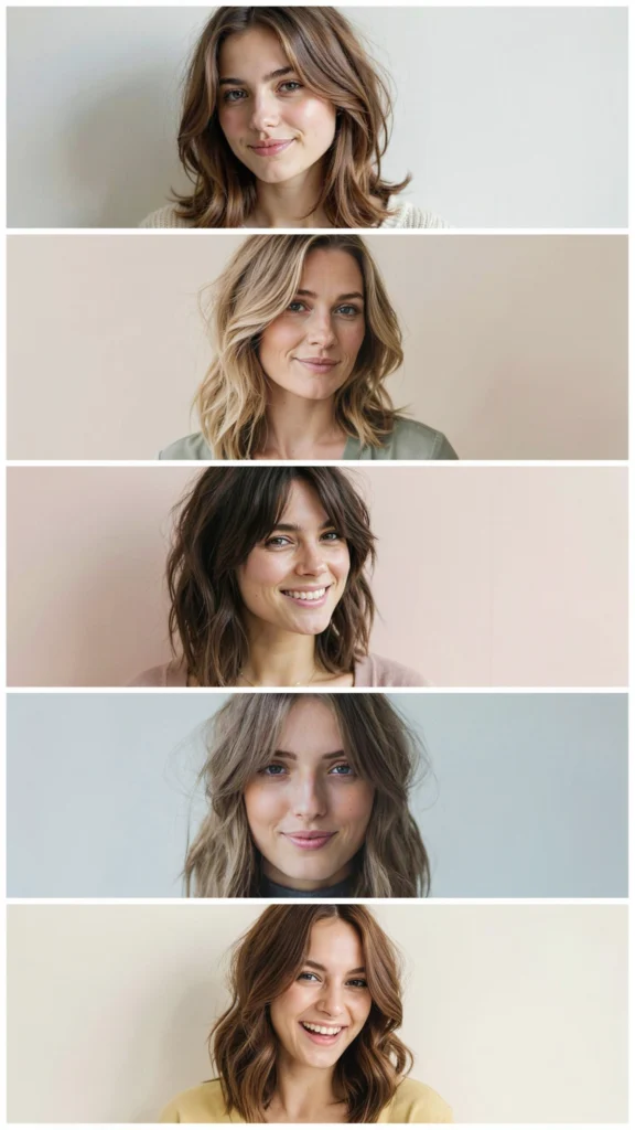 3. Side-Swept Bangs With Medium Layers