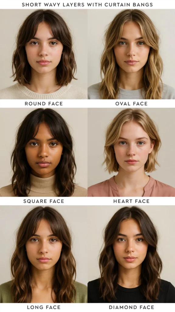 11. Best Curtain Bang Layered Cuts by Face Shape