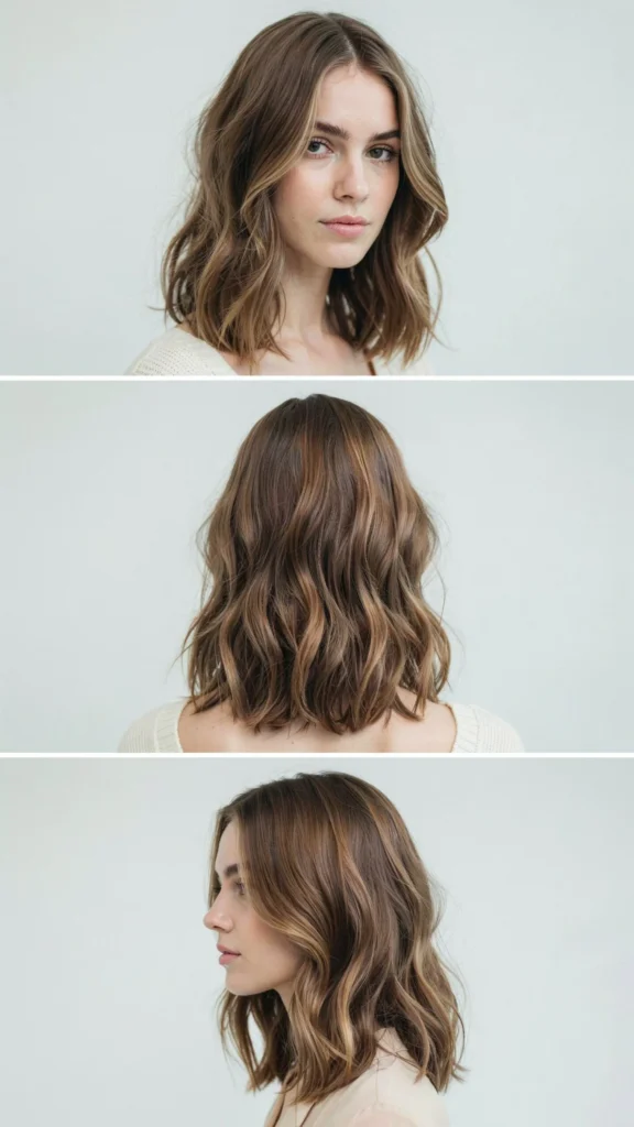  Medium Wavy Layers With Wispy Bangs
