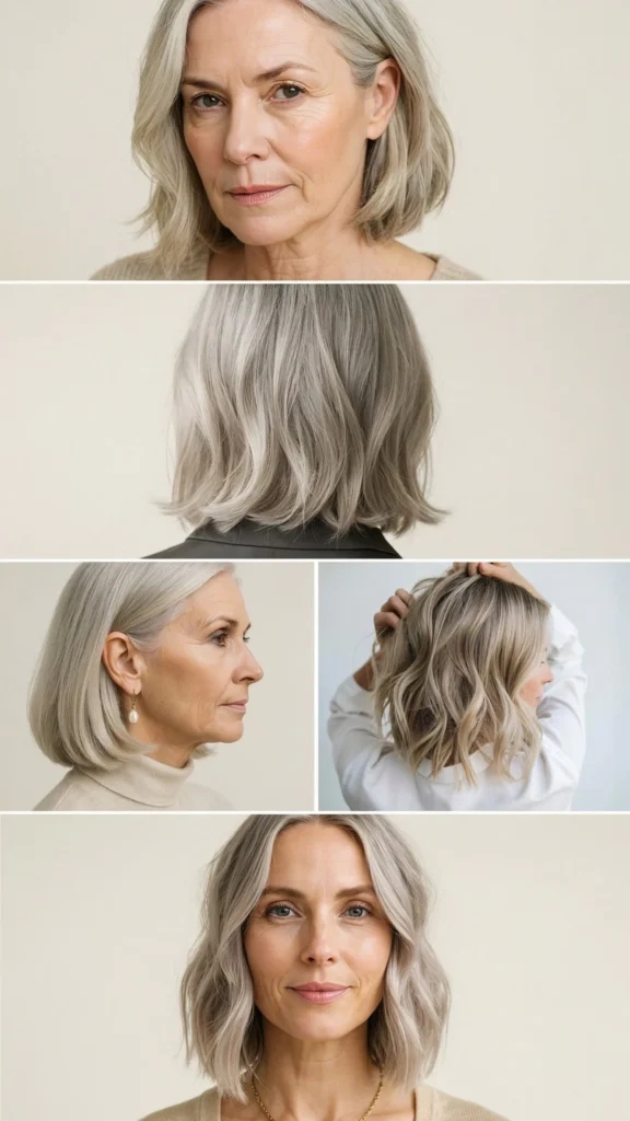 23. Soft Gray Wavy Bob