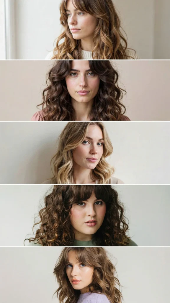 Long Curly Cut With Side-Swept Bangs