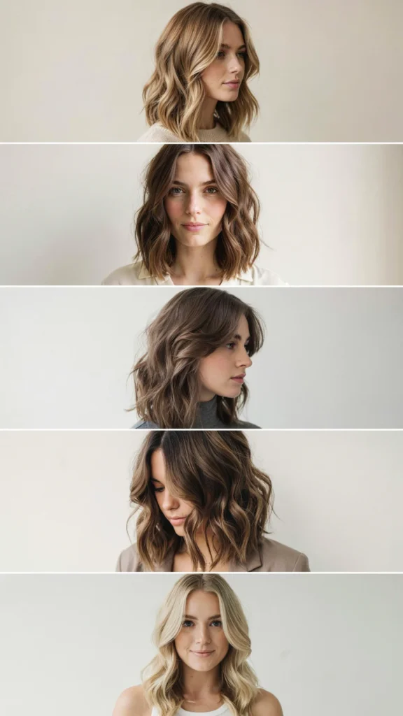 Wavy Lob With Side Part