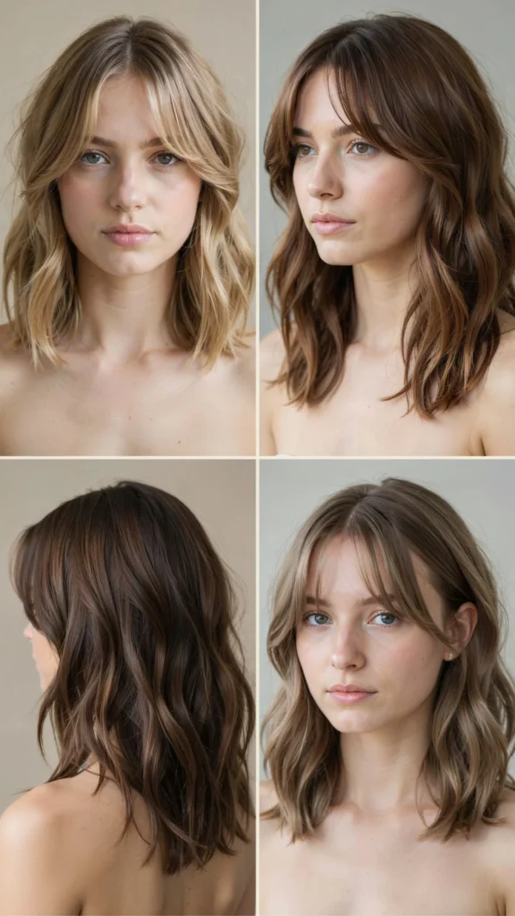 Wavy Layers With Curtain Bangs and Middle Part