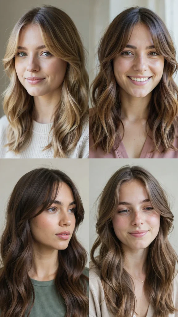  Long Wavy Hair With Side-Swept Bangs