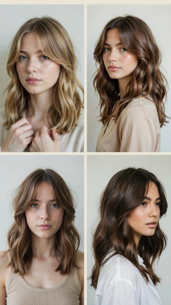 Face-Framing Wavy Layers With Curtain Bangs