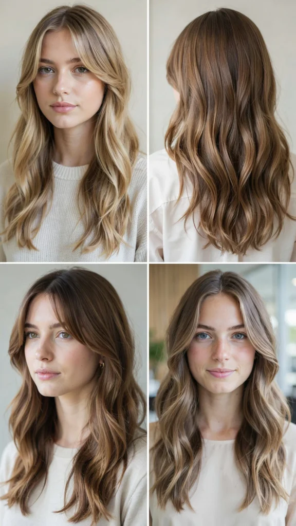 Long Wavy Layers With Soft Curtain Bangs